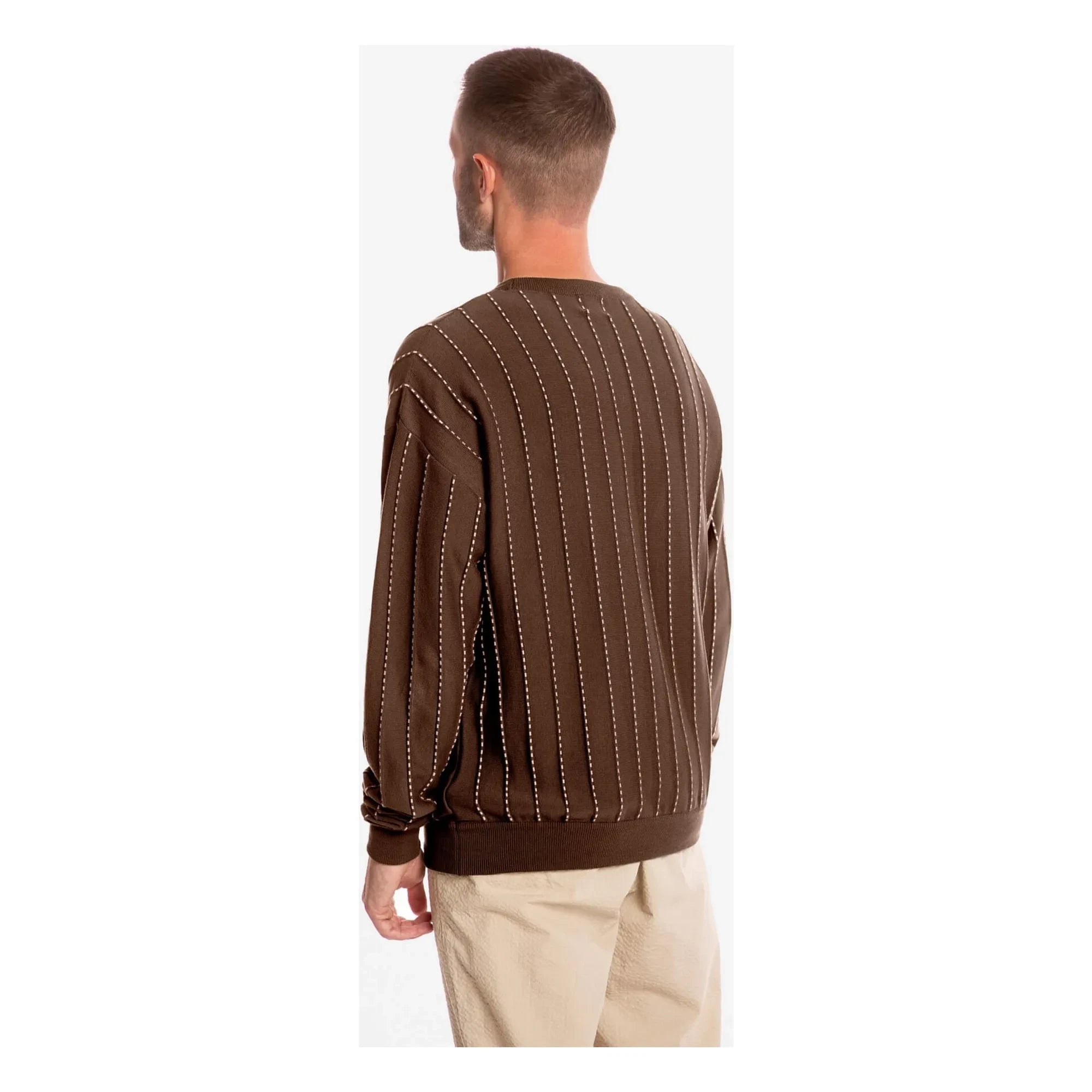 Matona - Striped Organic Cotton Field Sweater | Brown