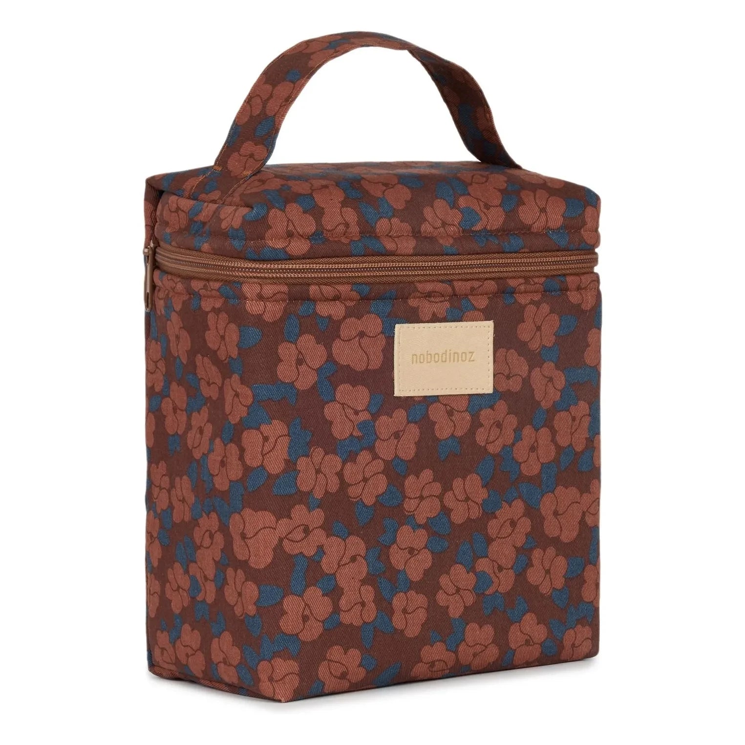 Nobodinoz - Insulated Lunch Bag Hyde Park Maroon Poppies | Brick Red