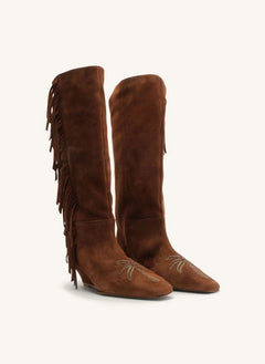 Farm Rio - Boho Tassel Wedge Suede Boot | Brown