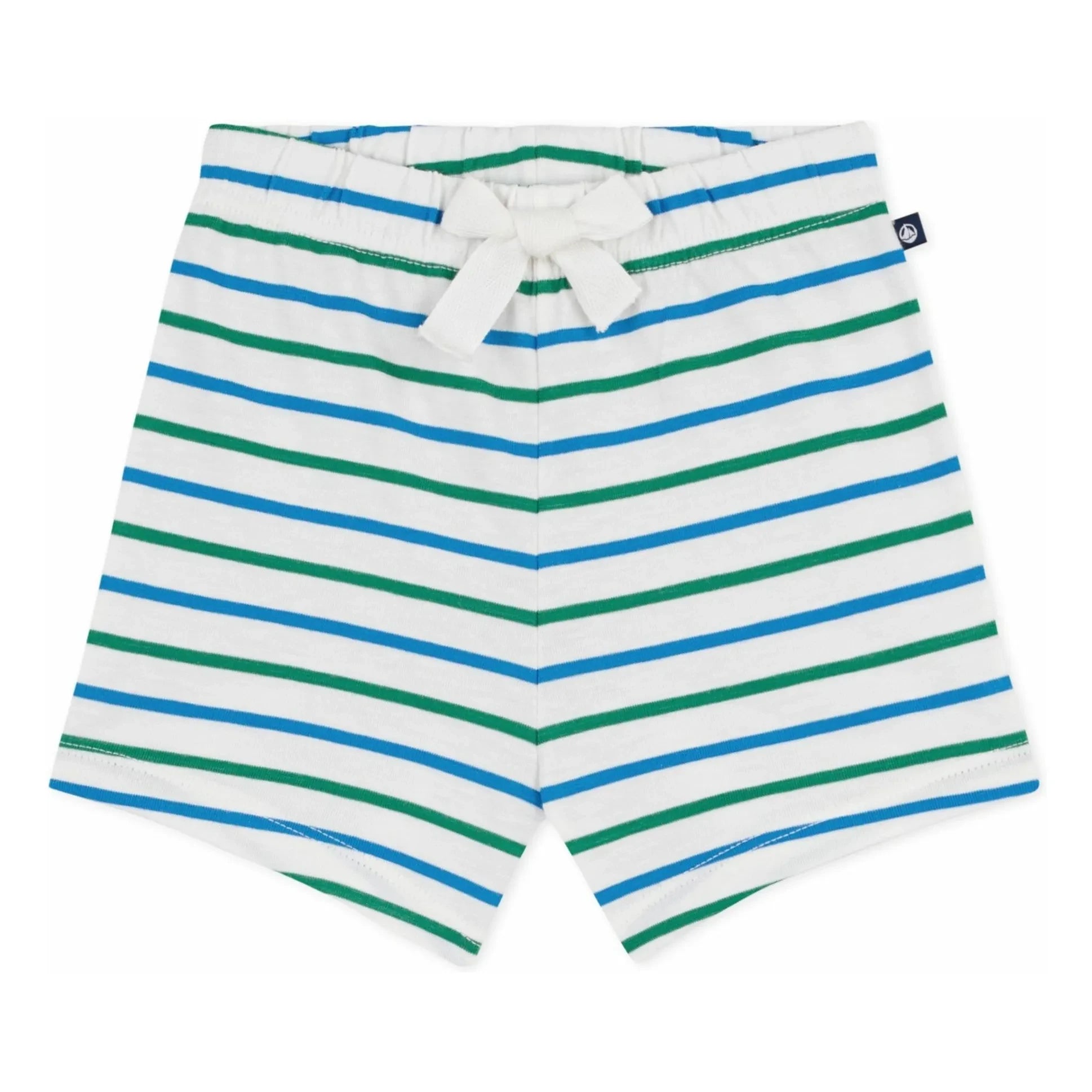 Petit Bateau - Çizgili polar şort | Beyaz
