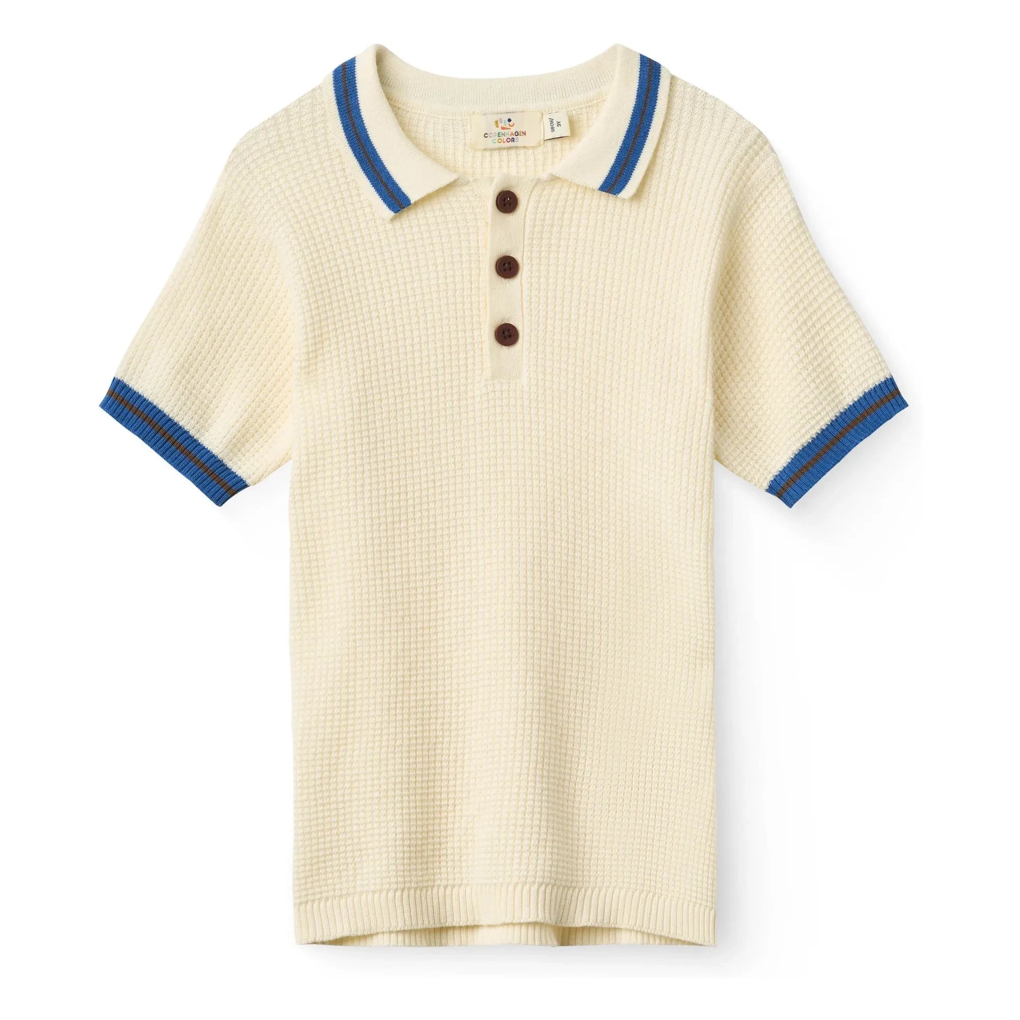 Copenhagen Colors - Fluffy Striped Organic Cotton Polo Shirt | Pale yellow