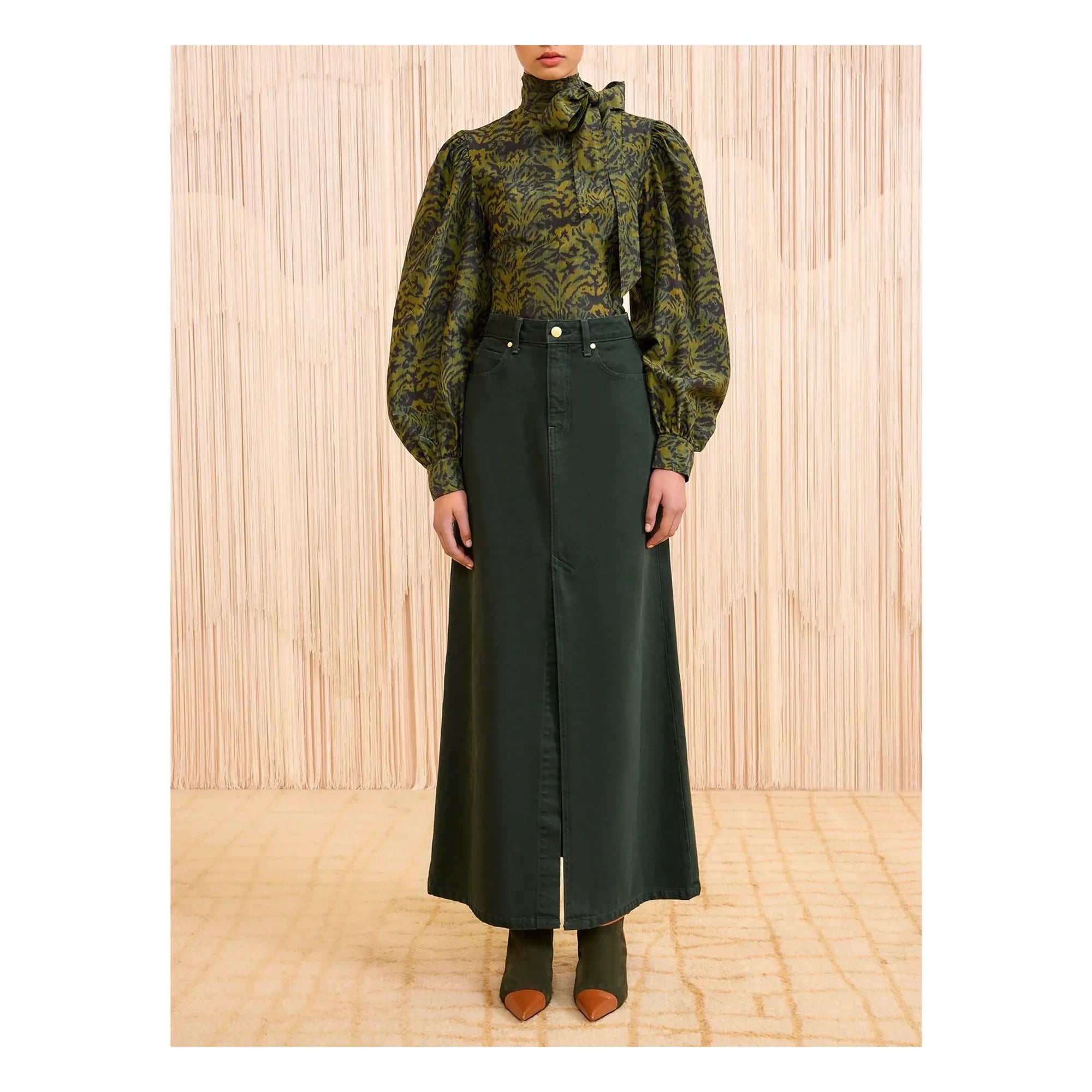 Ulla Johnson - Anais Denim etek | Koyu yeşil