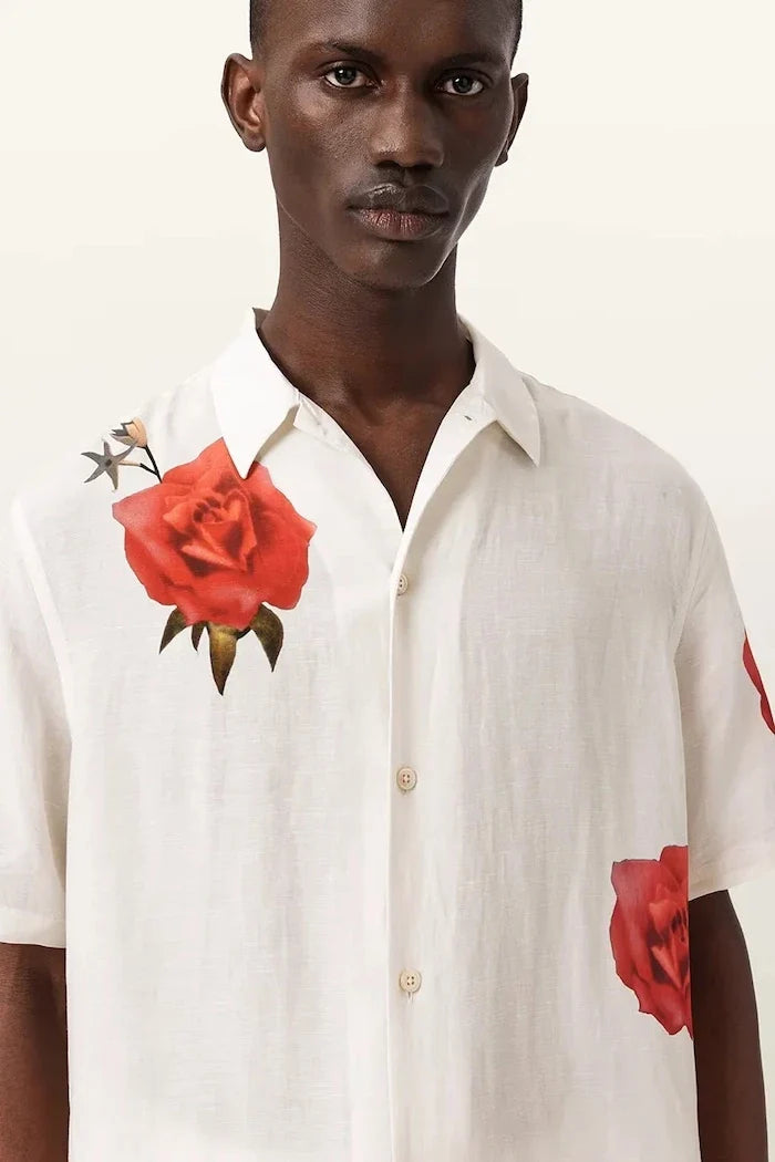 AllSaints Erkek Keten Gömlek FLEUR