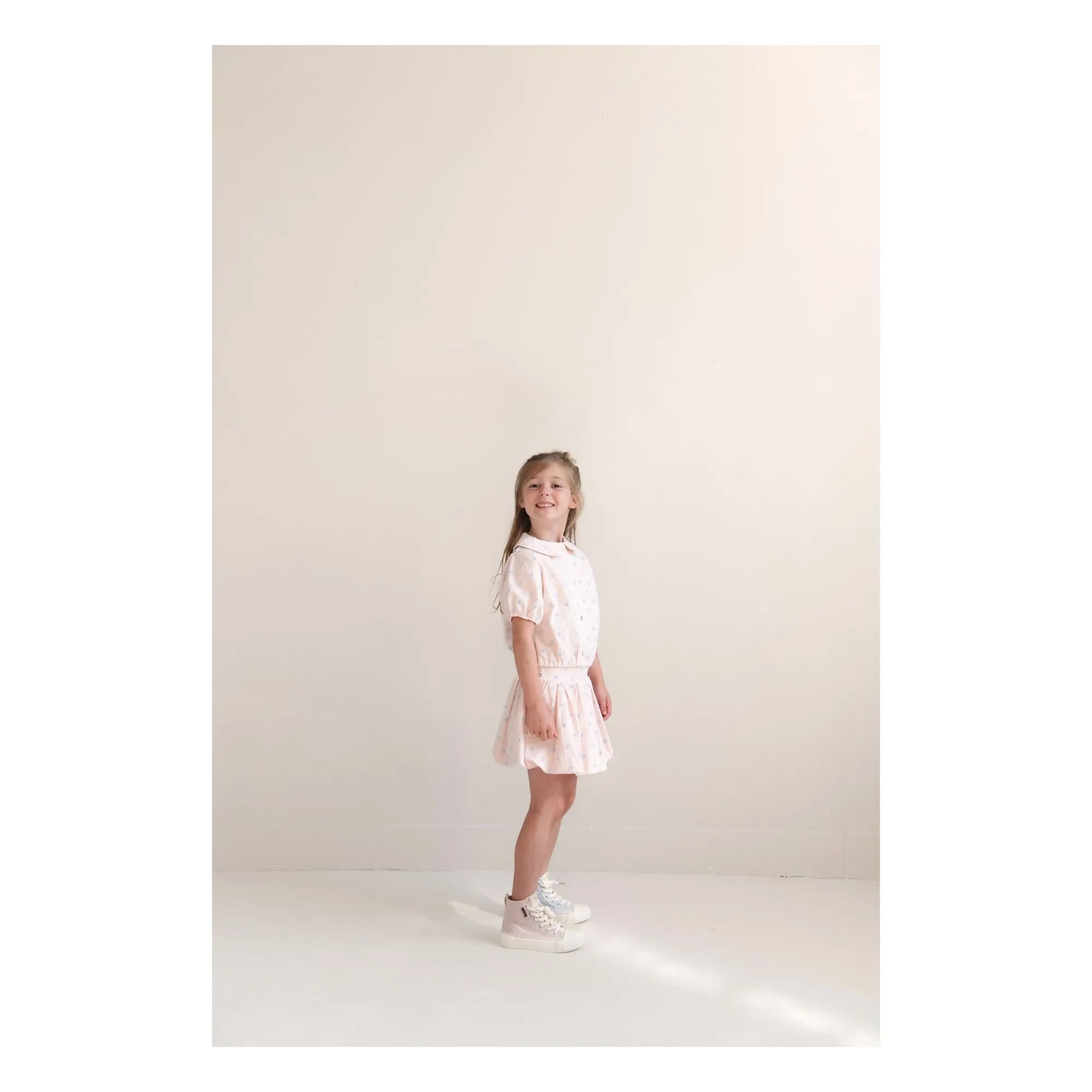 Jenest - Claudine Collar Molly Polka Dot Organic Cotton Blouse | Light Pink