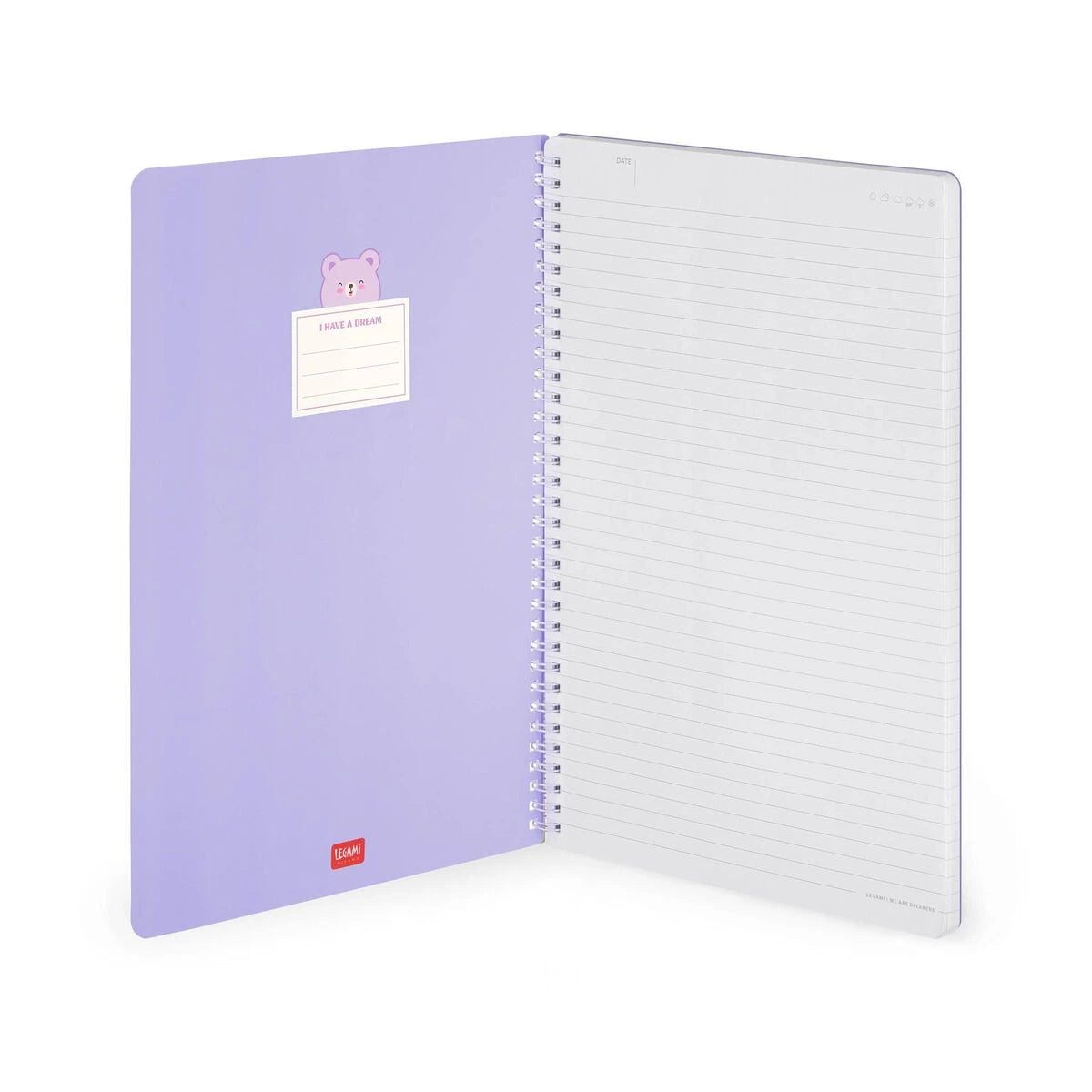 Legami - A4 Çizgili Defter, Resimli Sert Kapaklı - Oyuncak Ayı - Not Defteri - Spiralli