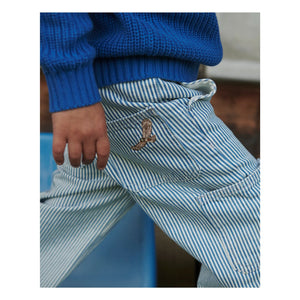 Copenhagen Colors - Striped Organic Cotton Gabardine Cargo Pants | Blue