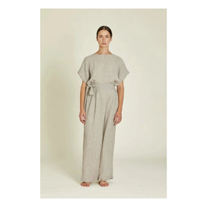 Black Crane - Basic Linen Top | Light Gray