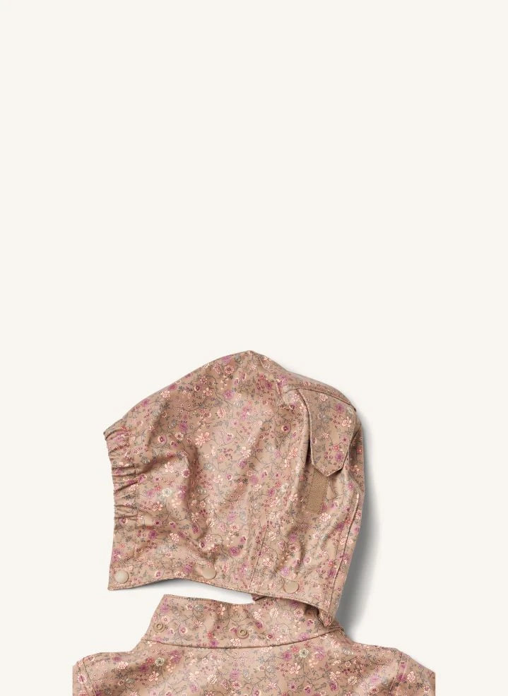 Wheat - Ollo Raincoat Made from Recycled Fibers with Flower Print | Pink
