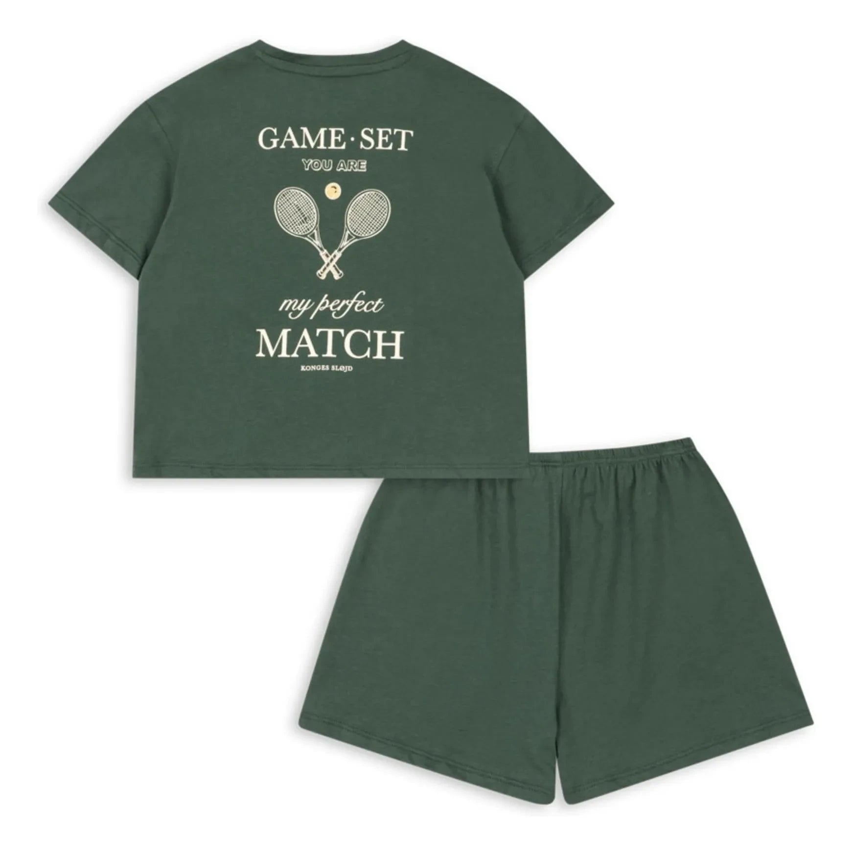 Konges Sløjd - Famo Organic Cotton Tennis T-Shirt and Shorts Set | Dark Green