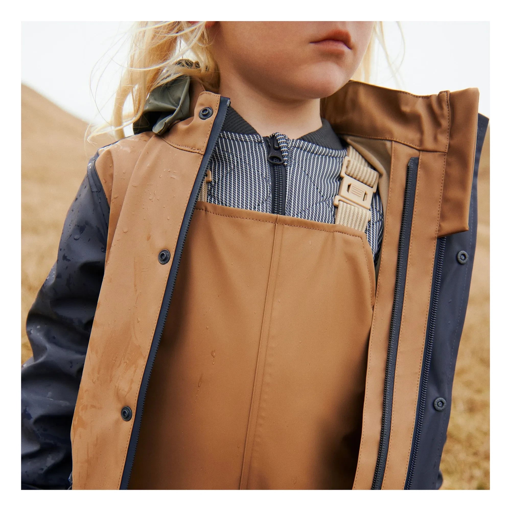 Wheat - Recycled Fiber Waterproof Jacket | Gray Blue