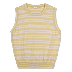 Matona - Organic Cotton Striped Thin Knit Tank Top | Pale Yellow