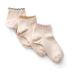 Soor Ploom - 3 Çift Picot Festoon Çorap Seti | Ekru