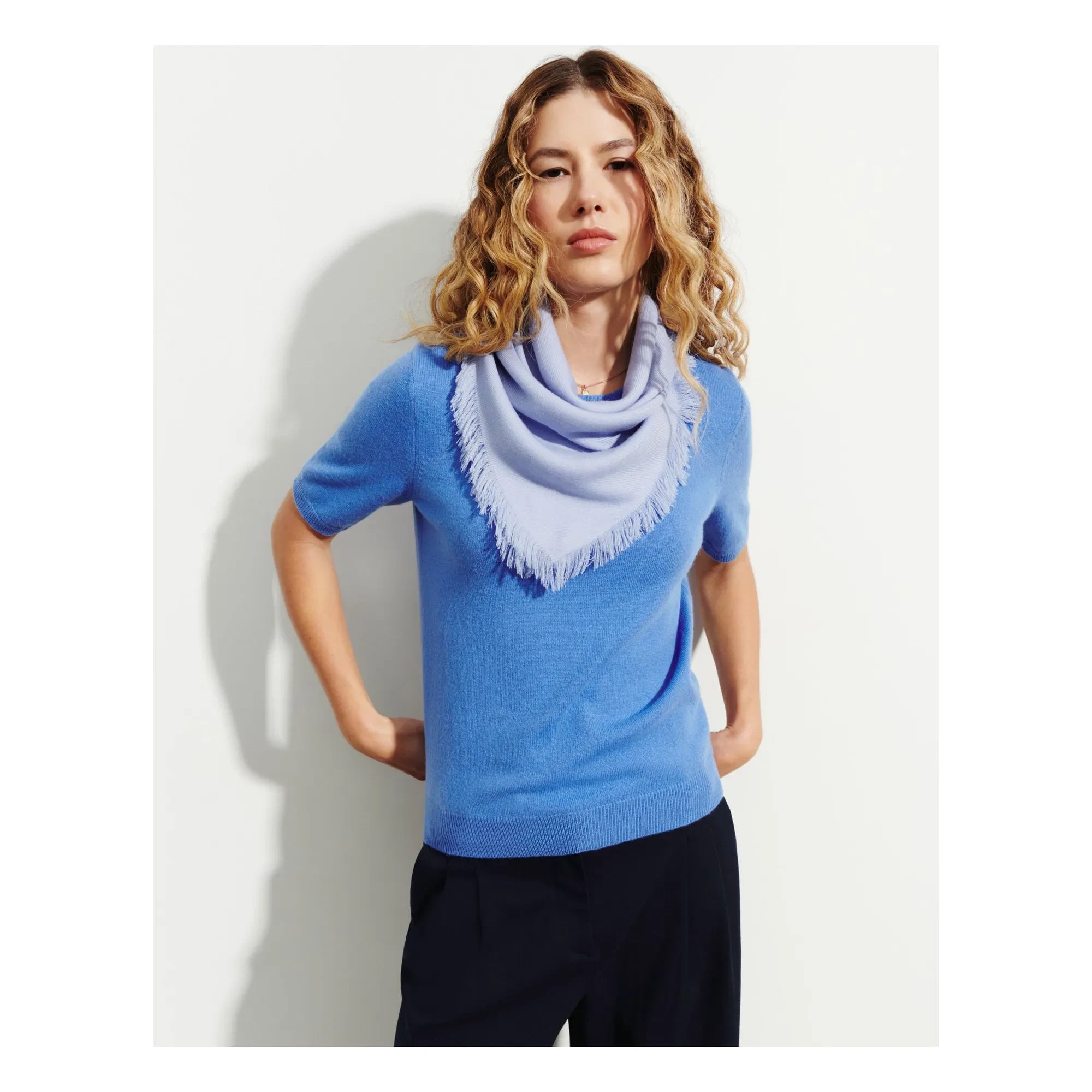 Bompard - Mini Twill Cashmere Square | Light Blue