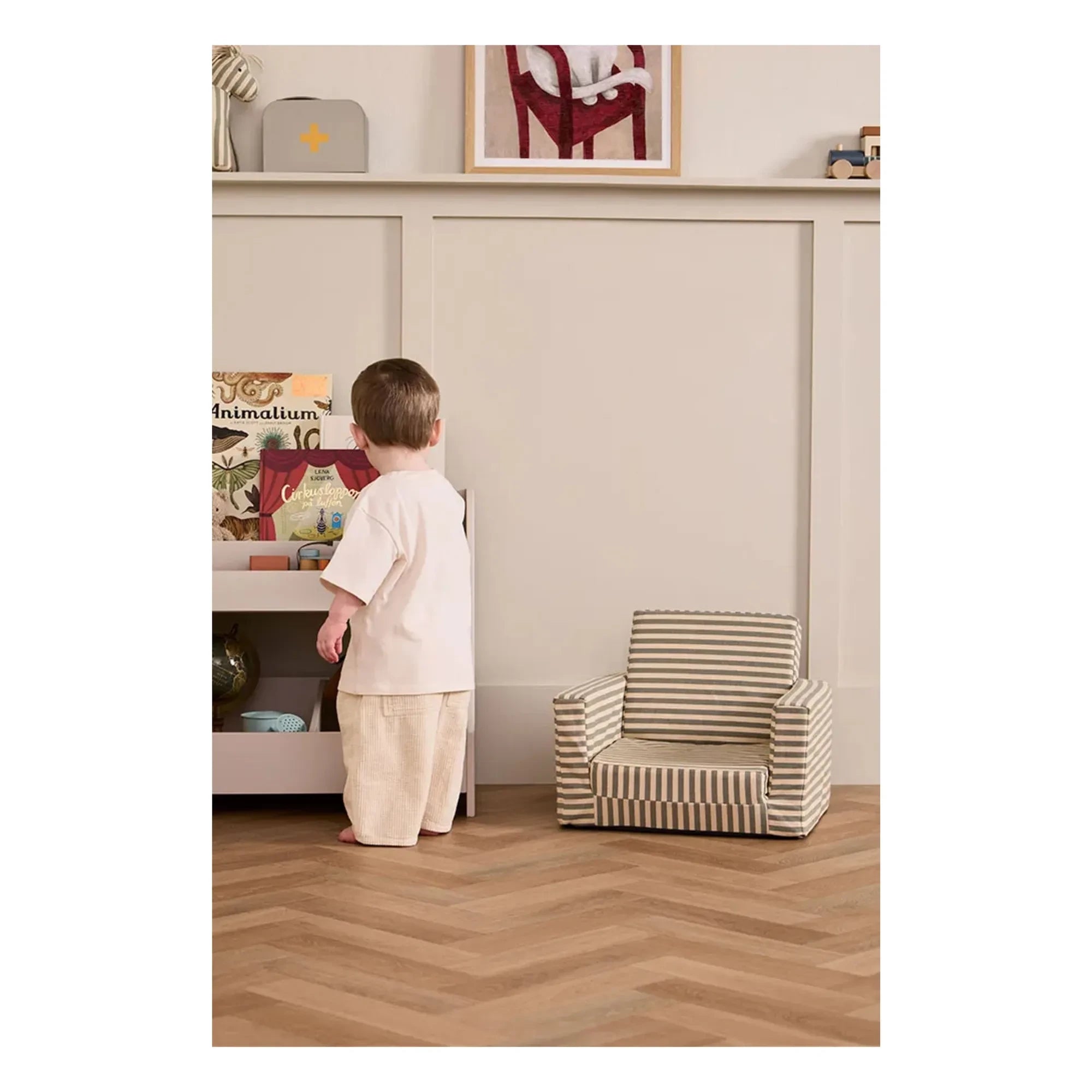 Kid's Concept - Striped Fireplace Armchair | Sand