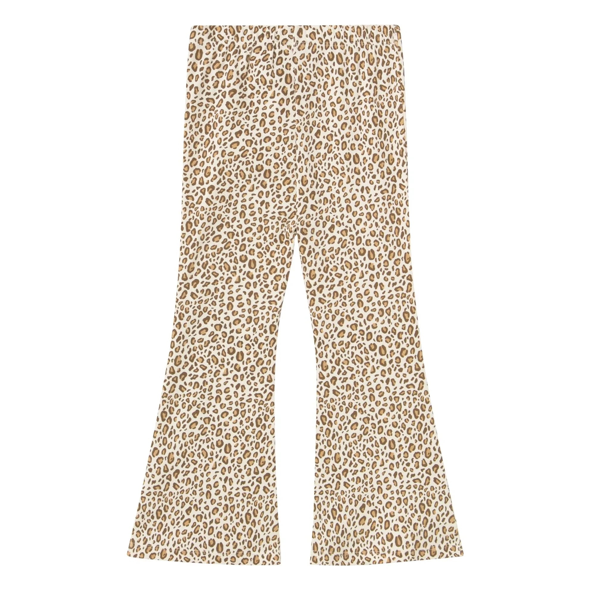 Tinycottons - Organik Pamuk Leopar Rib Flare Pantolon | Bej