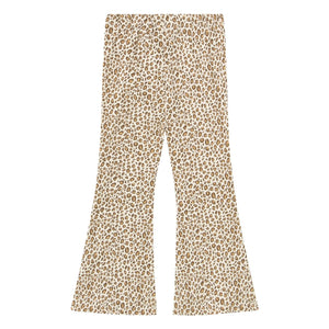 Tinycottons - Organik Pamuk Leopar Rib Flare Pantolon | Bej