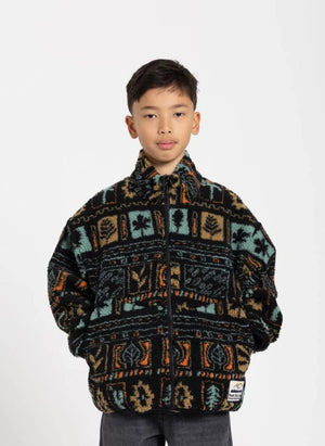 Hundred Pieces - Jakarlı Peluş Sherpa Ceket | Siyah