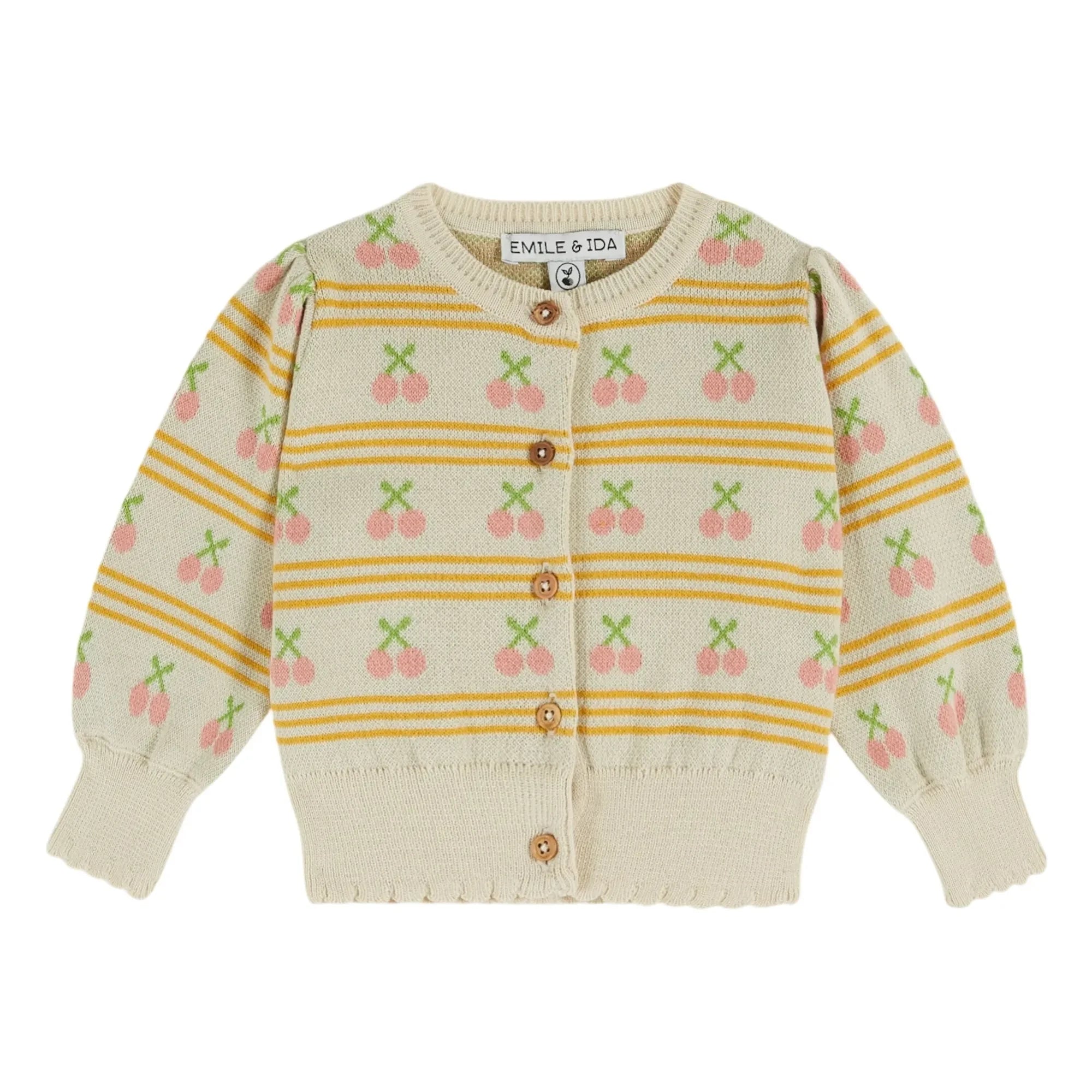 Emile et Ida - Organic Cotton Cherry Cardigan | Cream