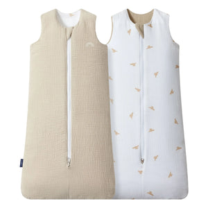 Les Petites Billes - Reversible multi-season sleep suit made of double-layer muslin fabric | Beige