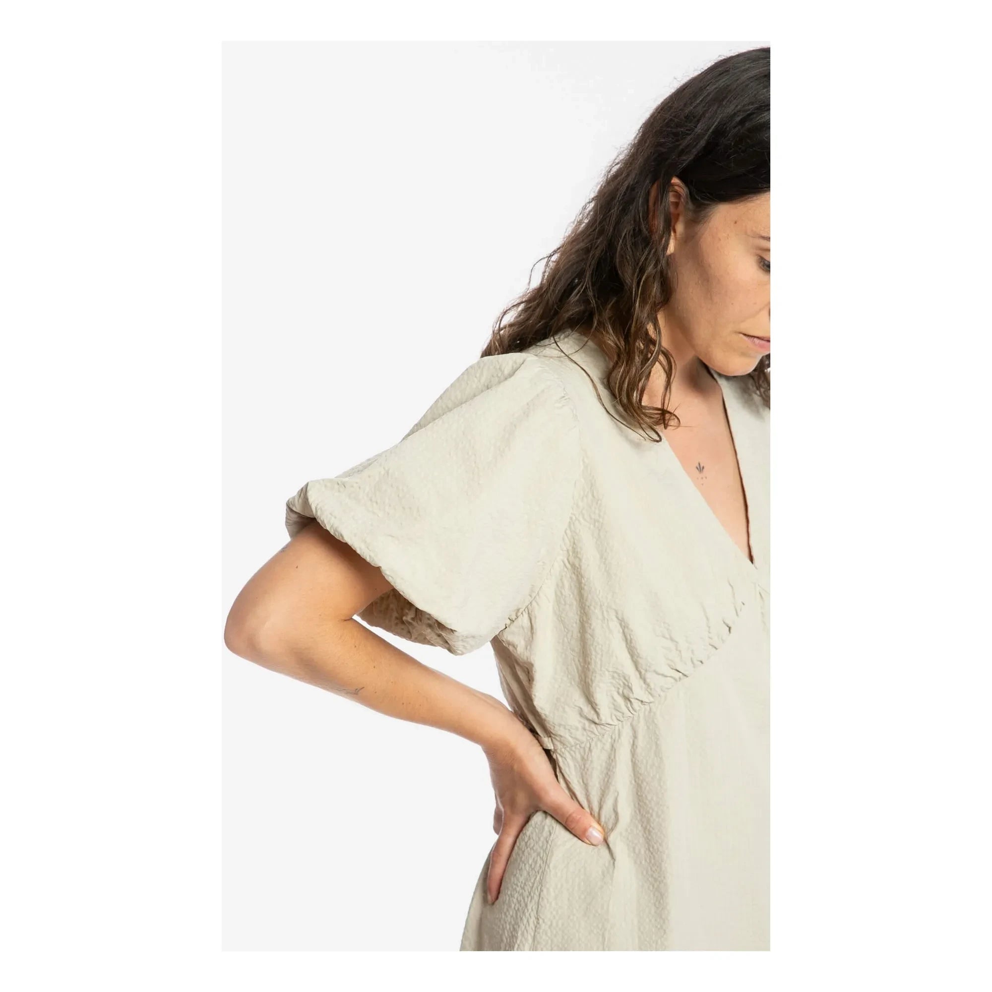 Matona - Mi-Long Organic Cotton Dress | Sand