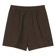 Pomandère - Gabardine Linen & Cotton Shorts | Chocolate