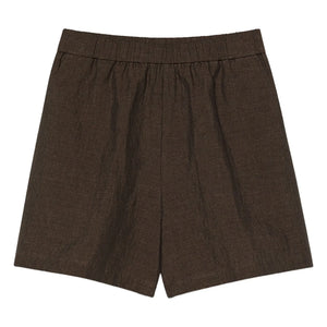 Pomandère - Gabardine Linen & Cotton Shorts | Chocolate