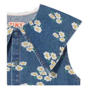 Tinycottons - Denim Oversized Collar Daisy Dress | Blue
