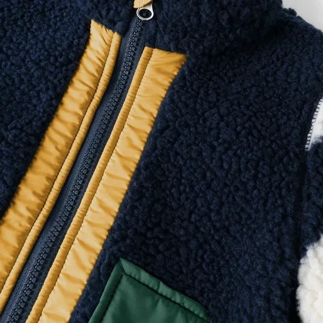 Liewood - Noam Striped Sherpa-Style Jacket, Made from Recycled Fibers | Navy