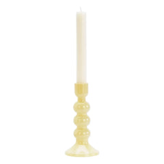 Madam Stoltz - Glass Candle Holder | Yellow Marble
