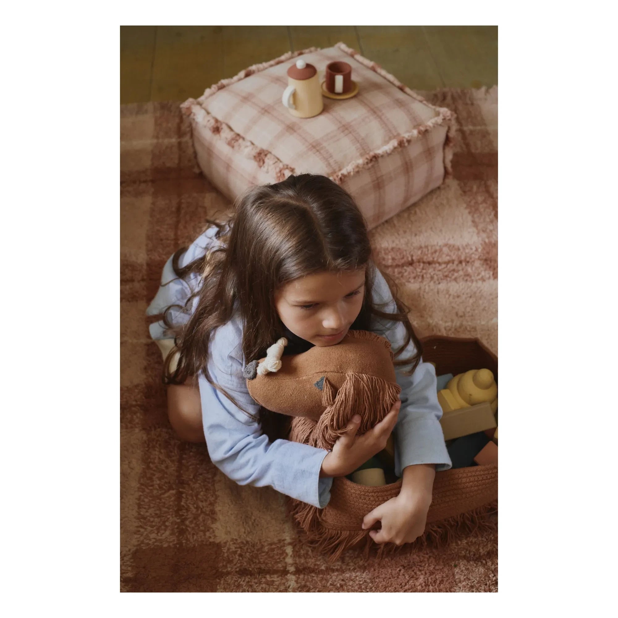 Lorena Canals - Tartan Pouf | Dust Pink