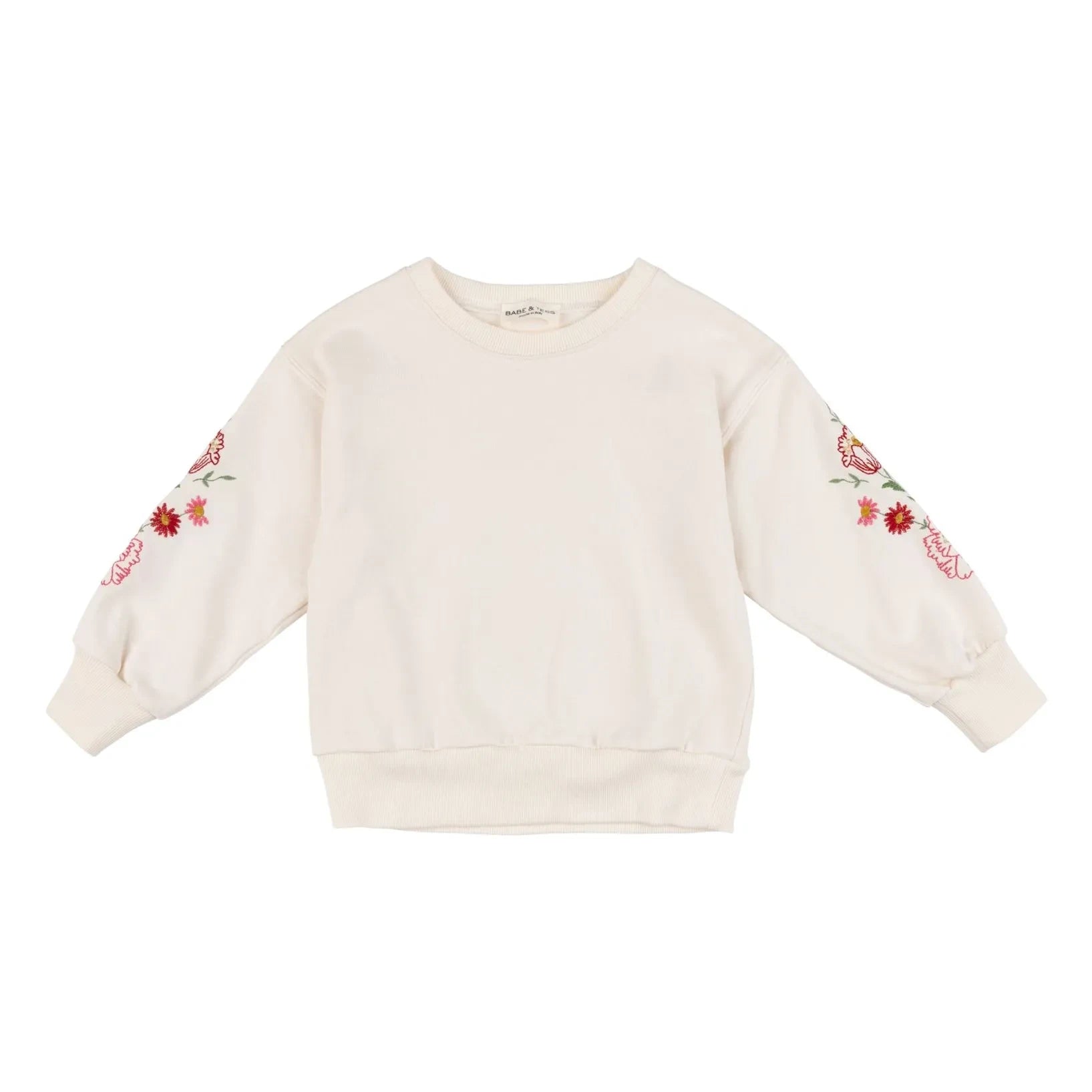 Babe & Tess - Embroidered Floral Sweatshirt | Off-white