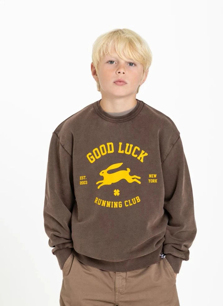 Finger in the nose - "Blow Good Luck" Organic Cotton Sweatshirt | Chocolate