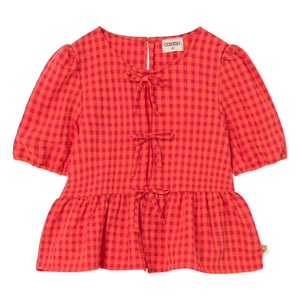 Cozmo - Joy Blouse Checkered Recycled Fibers | Red