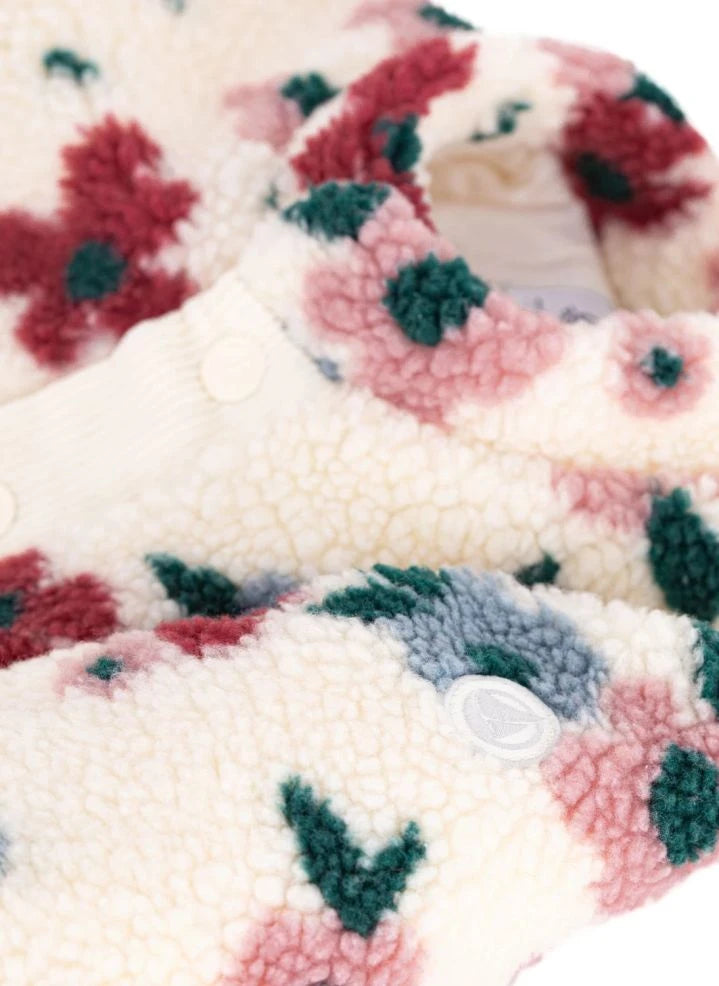 Petit Bateau - Çiçek Desenli Sherpa Bebek Montu | Ekru