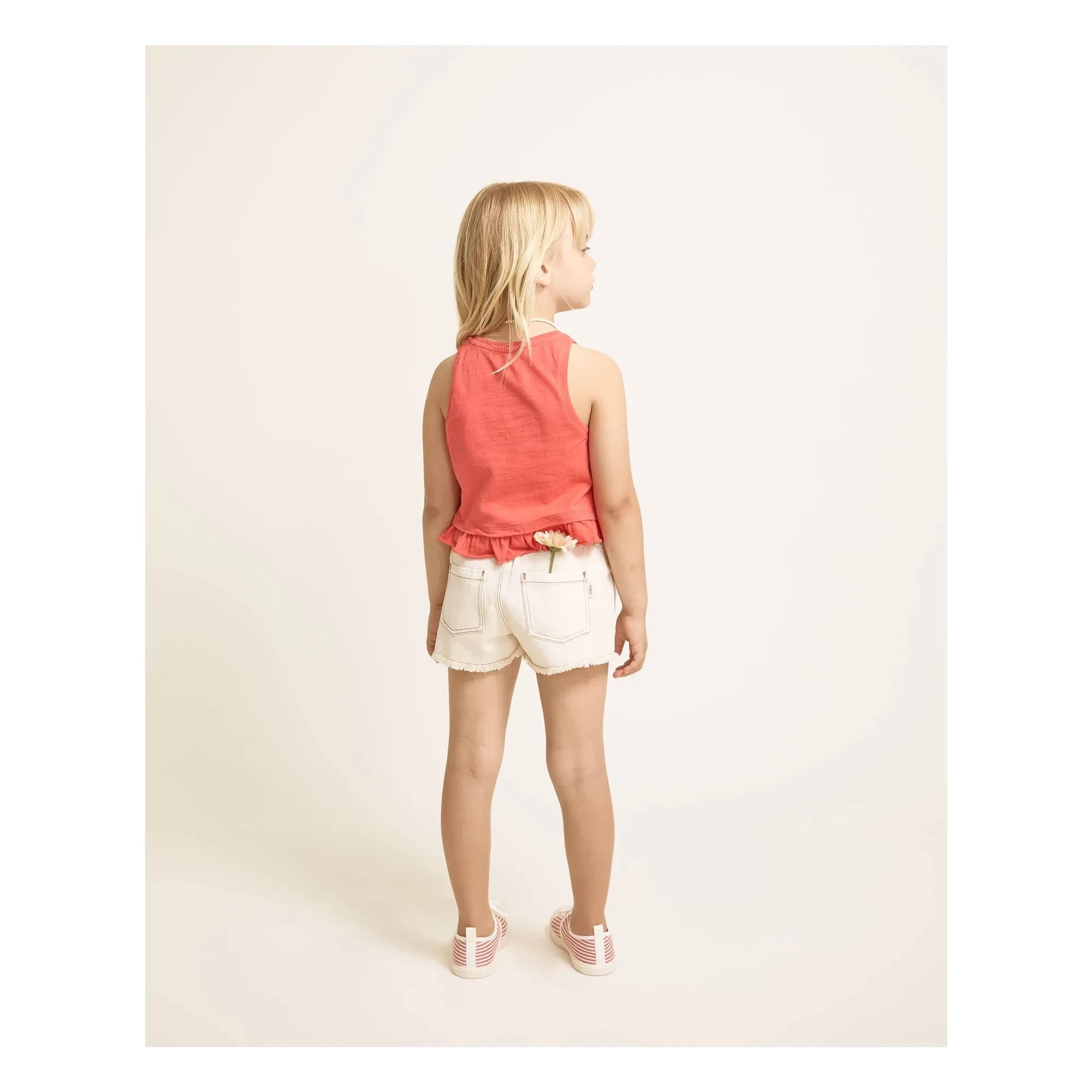 Búho - Floral Ruffled Top Organic Cotton | Red