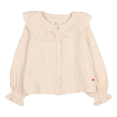 Búho - Plumeti Organik Pamuk Bluz | Soluk Pembe