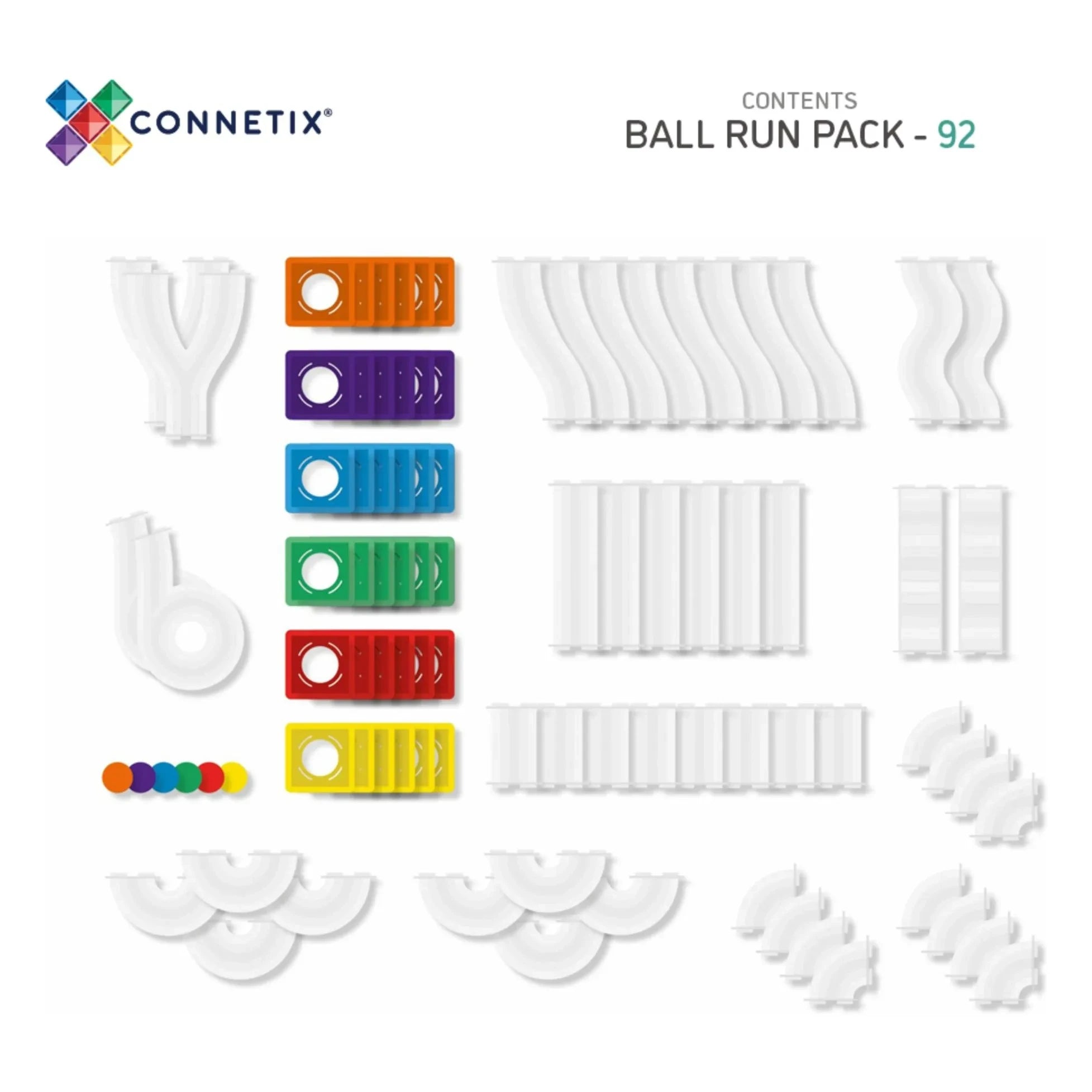 Connetix - Ball Run Set - 92 Pieces | Rainbow