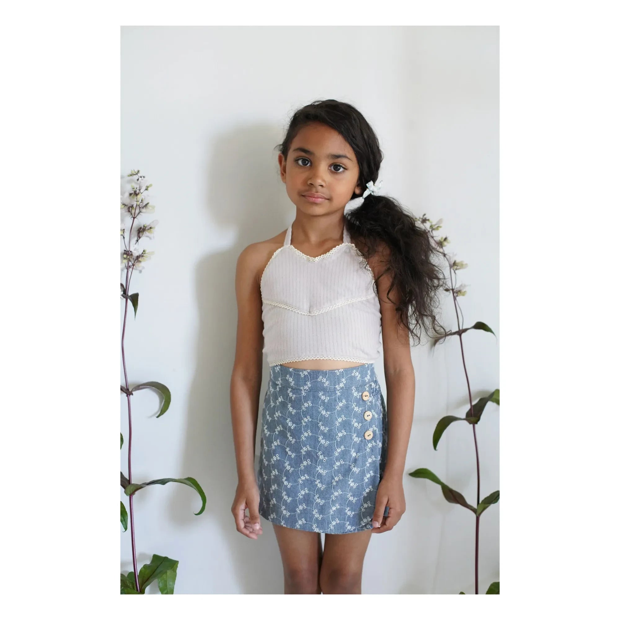Soor Ploom - Olive Colored Denim Mini Skirt | Blue