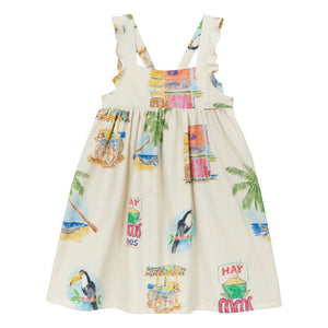 Arsène et Les Pipelettes - Twill Palm Bib Dress | Ecru