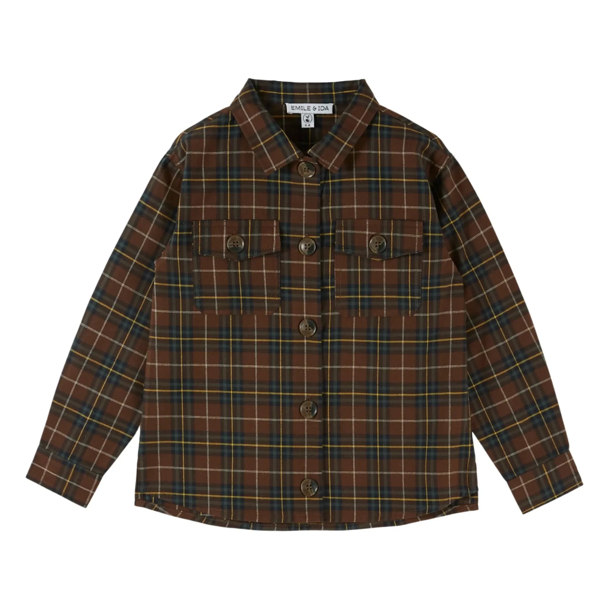 Emile et Ida - Organik Pamuklu Flanel Ekose Gömlek | Kahverengi