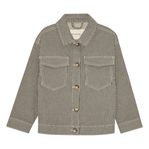 brunobruno nation - Lou Striped Organic Cotton Jacket | Dark Green