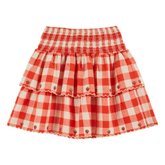 Emile et Ida - Embroidered Skirt Organic Cotton Tiles | Red