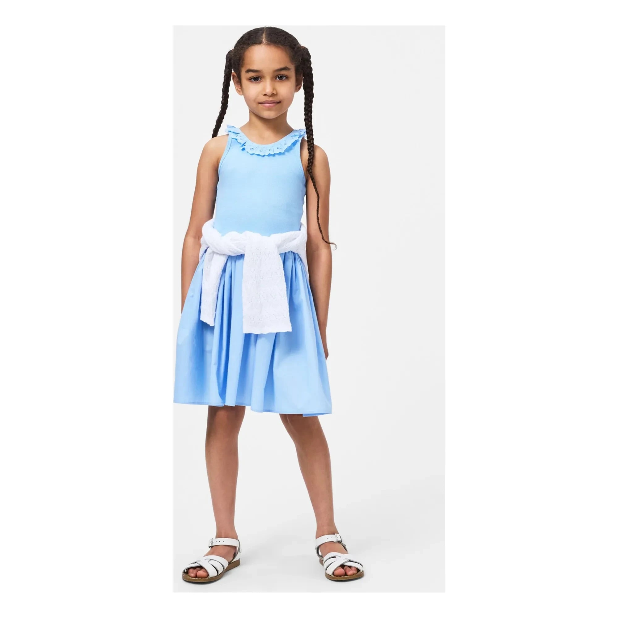 Molo - Ruffled Crocodile Cotton Dress | Light Blue