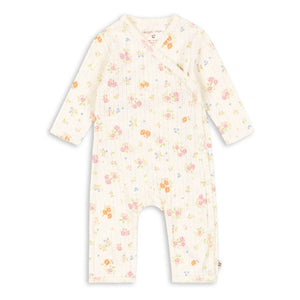 Konges Sløjd - Minnie Floral Pattern Ribbed Organic Cotton Romper | Off-white