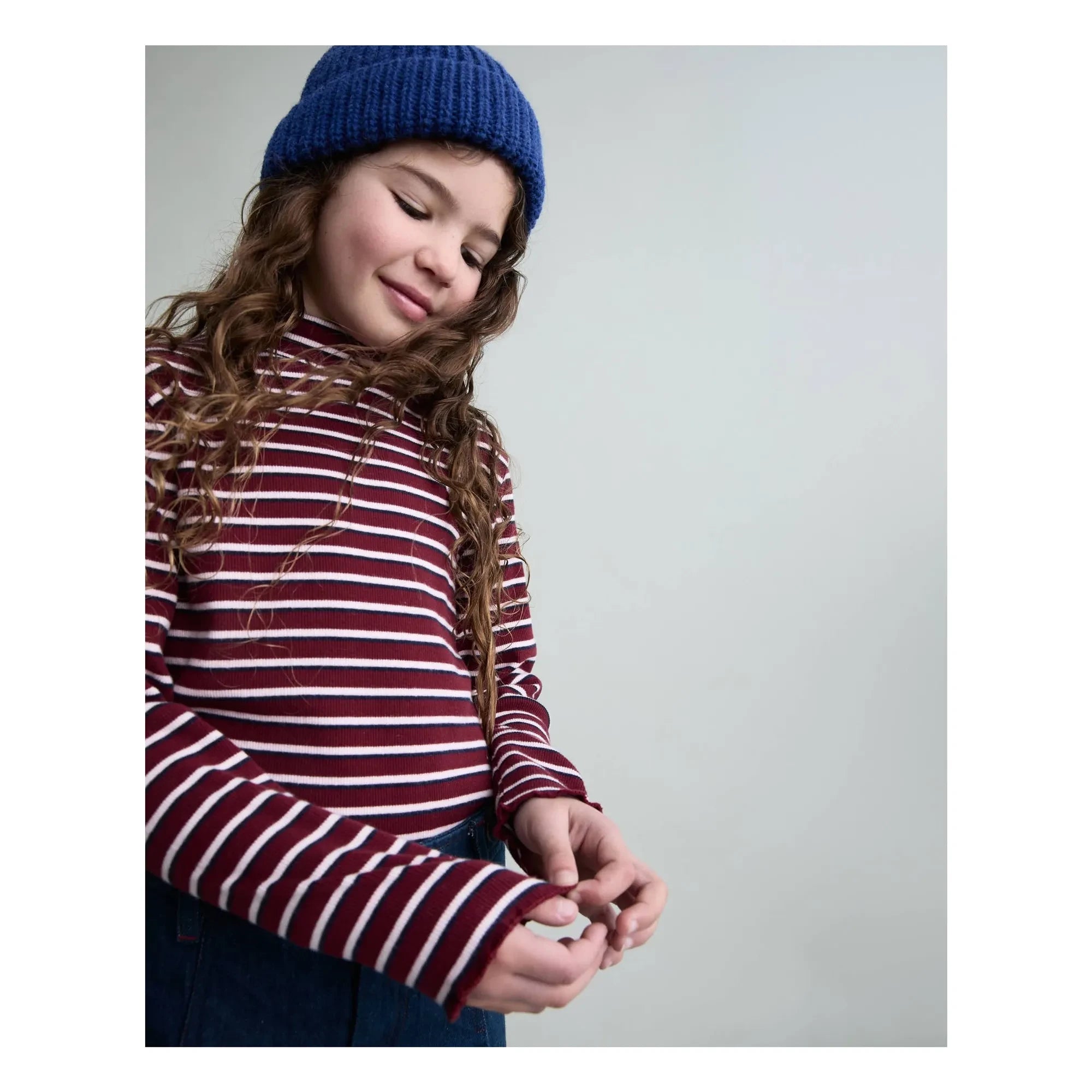 Búho - Çizgili balıkçı yaka T-shirt | Bordo