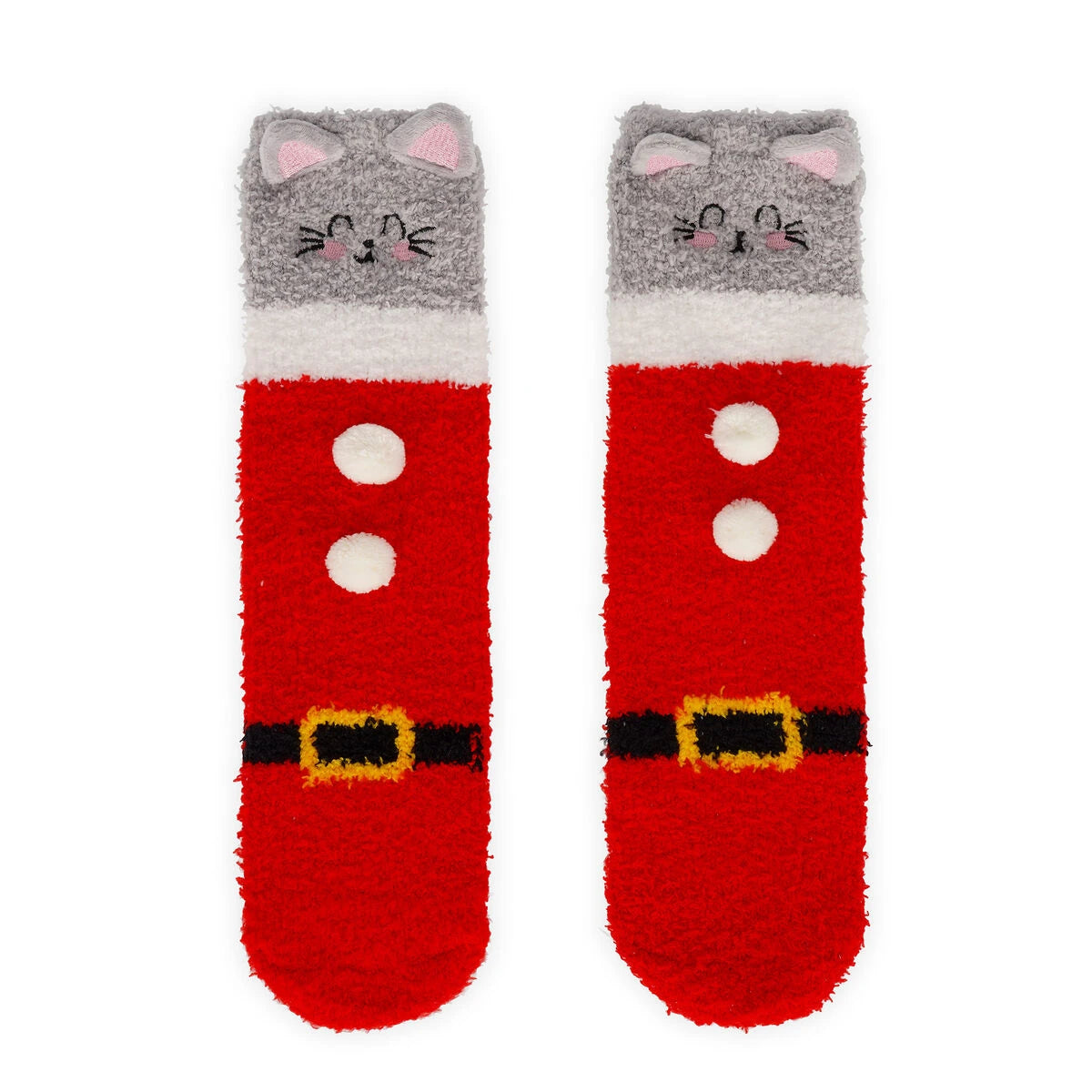 Legami - Adult Christmas Slipper Socks Kitty Santa - A Perfect Fit!
