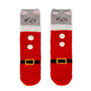 Legami - Adult Christmas Slipper Socks Kitty Santa - A Perfect Fit!