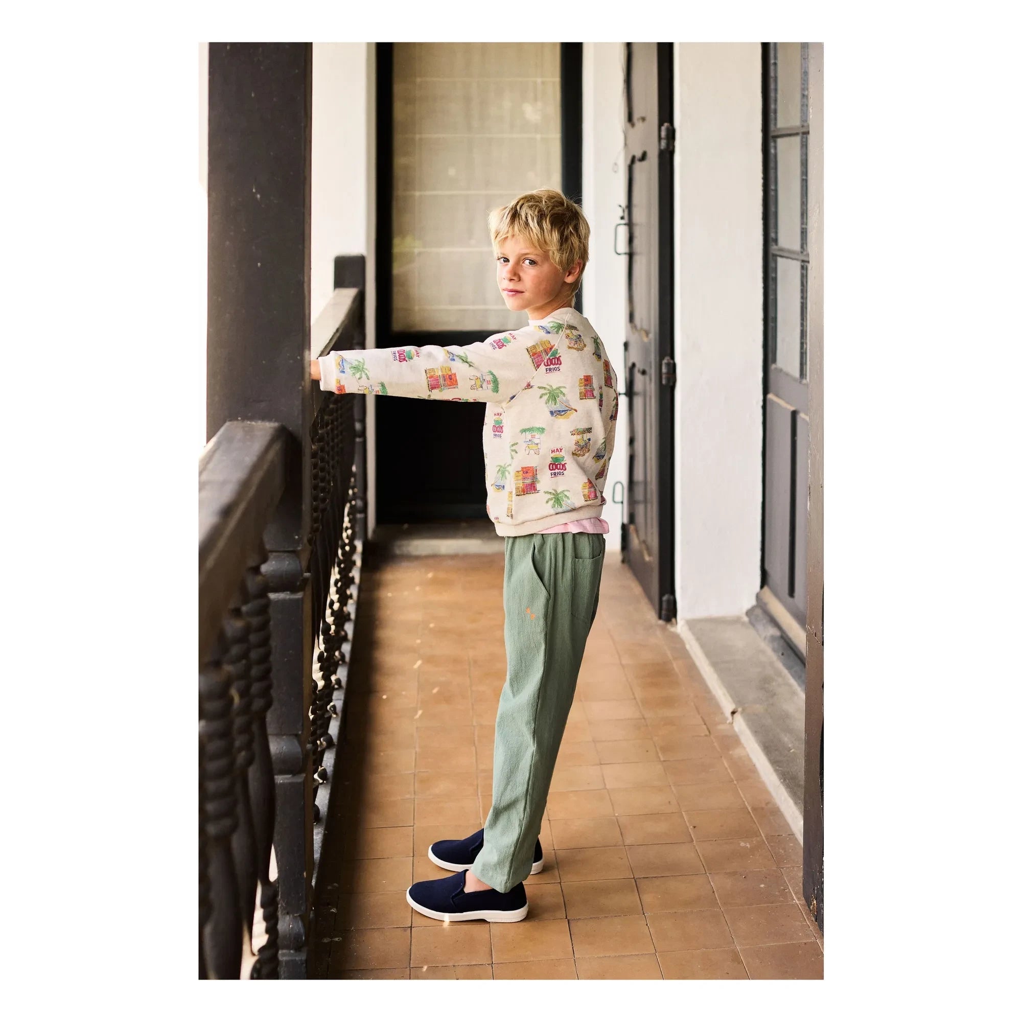 Arsène et Les Pipelettes - Organik pamuk palm sweatshirt | Heather beige