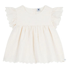 Petit Bateau - Bluz Organik Pamuk Broderie Anglaise | Ekru