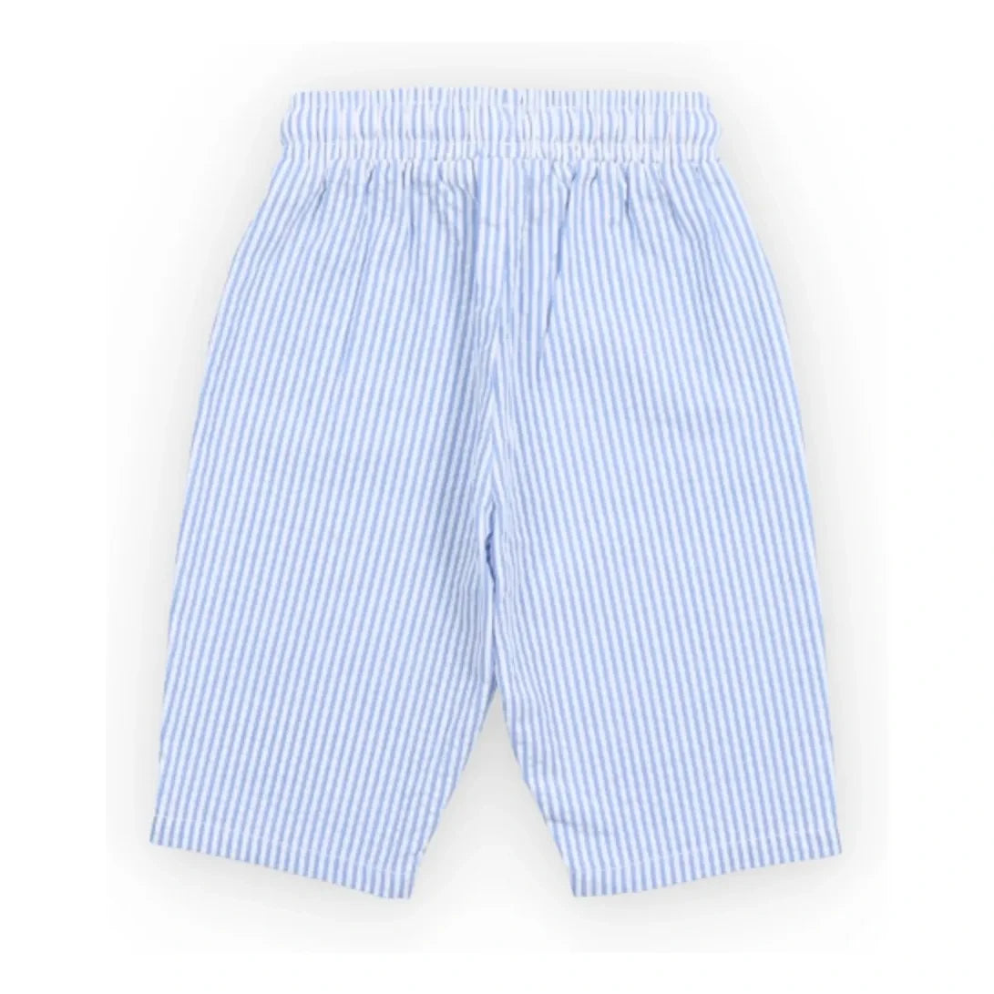 the new society - Almond Striped Seersucker Baby Pants | Light Blue
